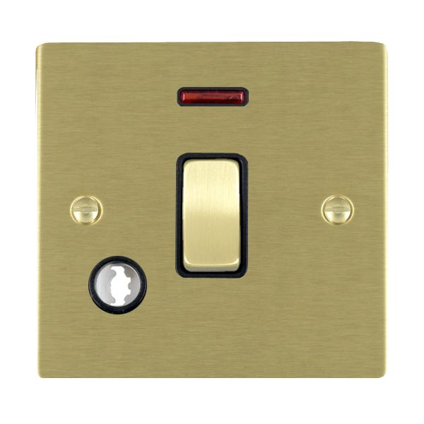 Sheer Satin Brass 1 gang 20AX Double Pole Rocker and Neon and Cable Outlet Satin Brass/Black