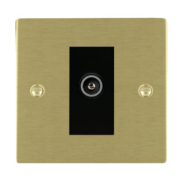 Sheer Satin Brass 1 gang Non-Isolated TV (Female) (DAB Compatible) Black