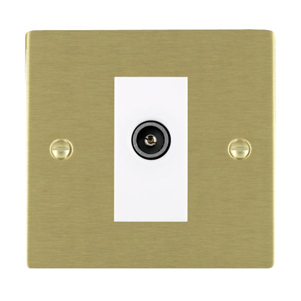 Sheer Satin Brass 1 gang Non-Isolated TV (Female) (DAB Compatible) White