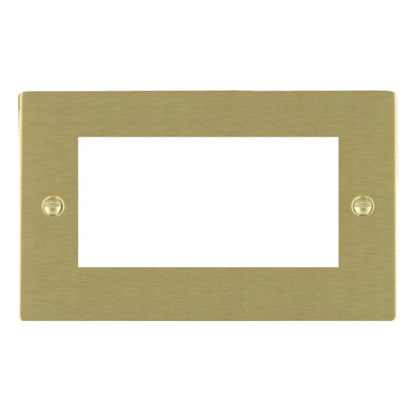 Sheer EuroFix Satin Brass Double Plate complete with 4 EuroFix Apertures 100x50mm and Grid