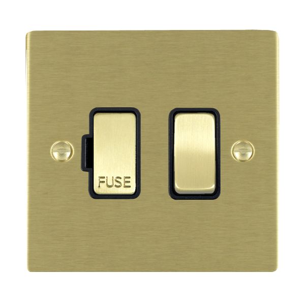 Sheer Satin Brass 1 gang 13A Double Pole Fused Spur Satin Brass/Black