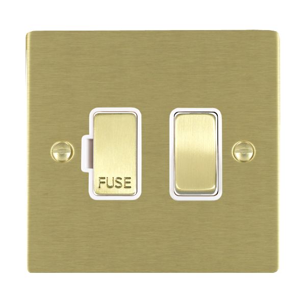 Sheer Satin Brass 1 gang 13A Double Pole Fused Spur Satin Brass/White