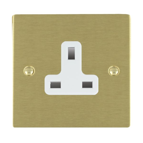 Sheer Satin Brass 1 gang 13A Unswitched Socket White