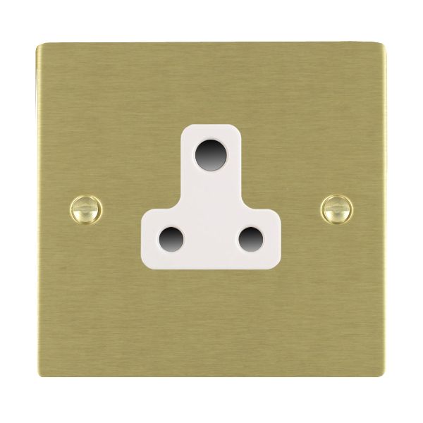 Sheer Satin Brass 1 gang 5A Unswitched Socket White