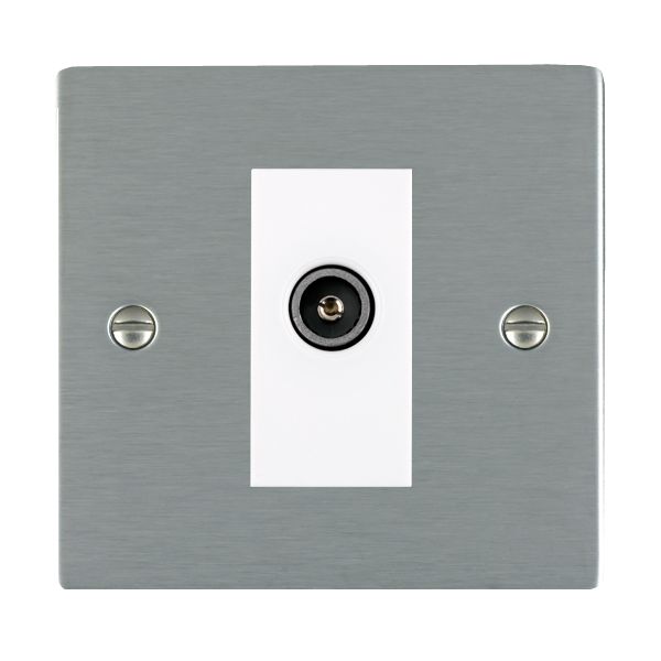 Sheer Satin Steel 1 gang Non-Isolated TV (Female) (DAB Compatible) White