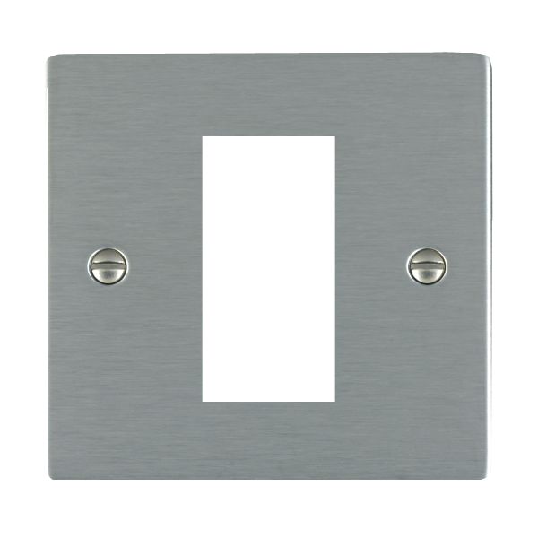 Sheer EuroFix Satin Steel Single Plate complete with 1 EuroFix Aperture 25x50mm and Grid