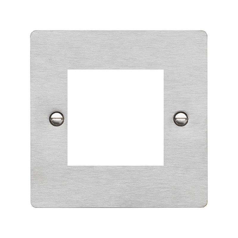 Sheer EuroFix Satin Steel Single Plate complete with 2 EuroFix Apertures 50x50mm and Grid