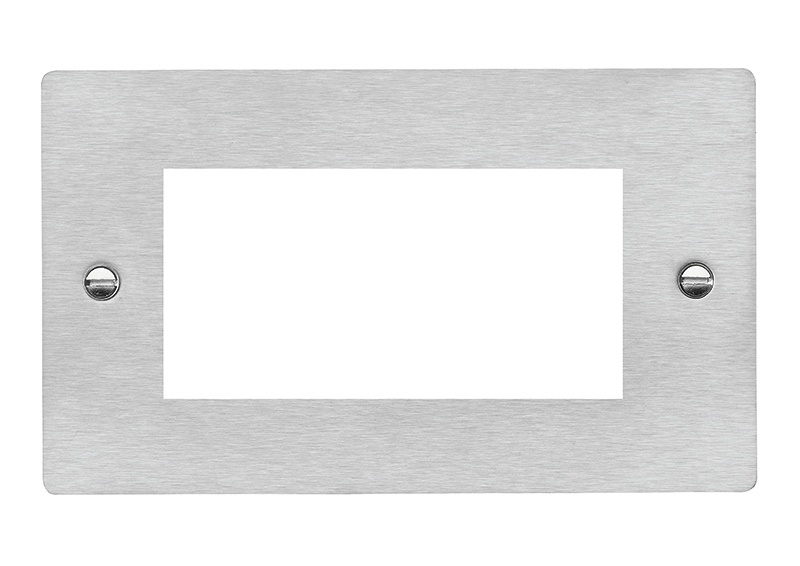 Sheer EuroFix Satin Steel Double Plate complete with 4 EuroFix Apertures 100x50mm and Grid