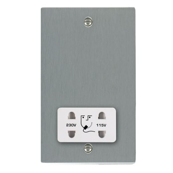 Sheer Satin Steel Shaver Dual Voltage Unswitched Socket (Vertically Mounted) White