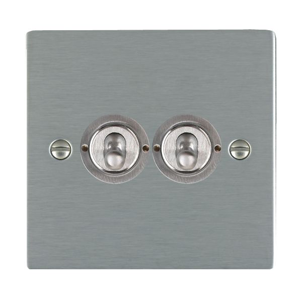Sheer Satin Steel 2 gang 20AX 2 Way Toggle Satin Steel