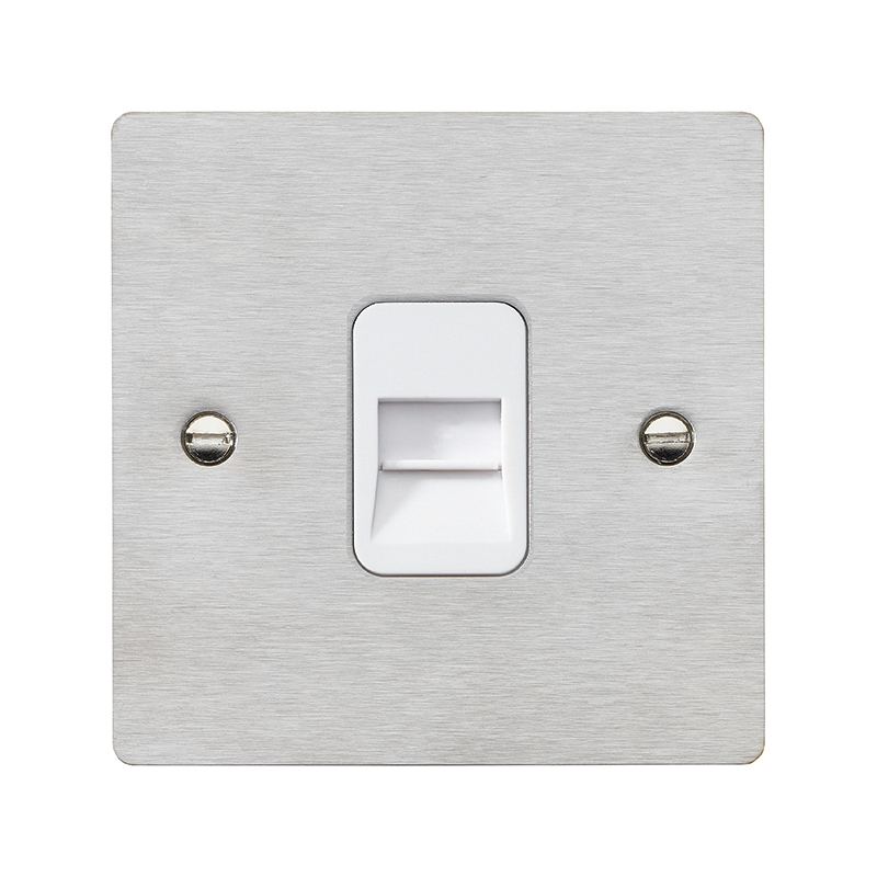 Sheer Satin Steel 1 gang Telephone Slave White