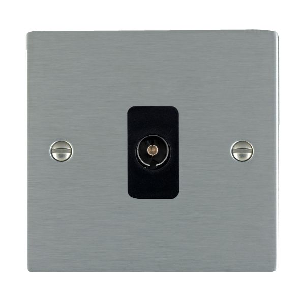 Sheer Satin Steel 1 gang Non-Isolated Television 1in/1out Black