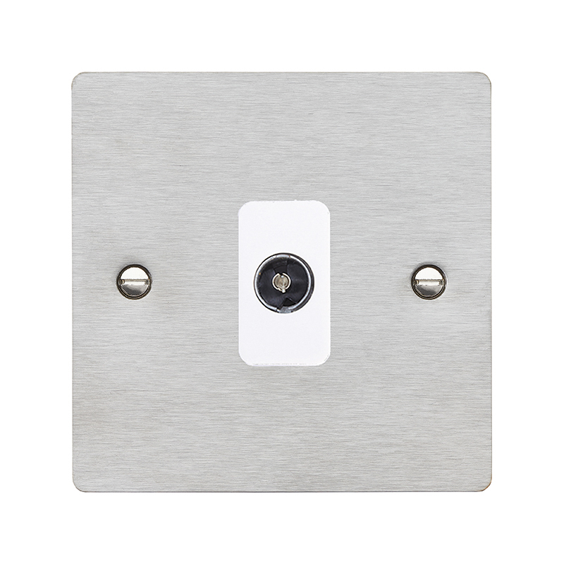 Sheer Satin Steel 1 gang Non-Isolated Television 1in/1out White