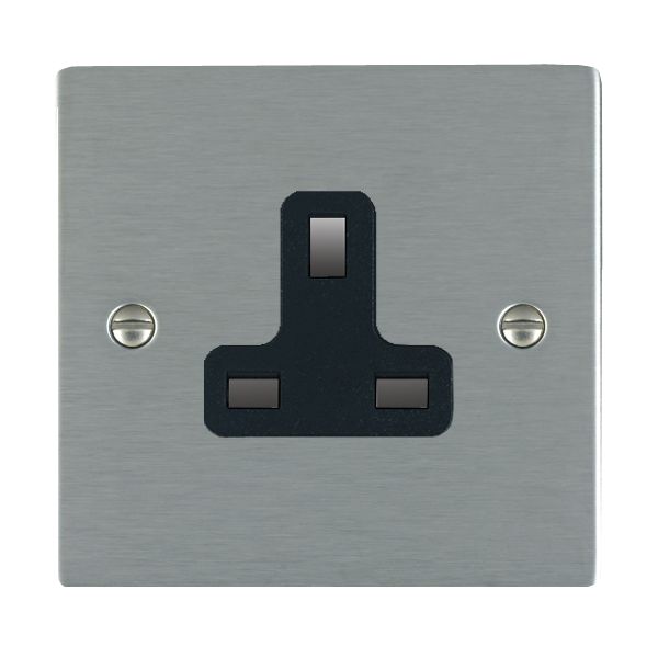Sheer Satin Steel 1 gang 13A Unswitched Socket Black