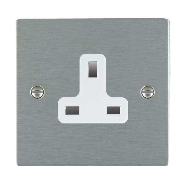 Sheer Satin Steel 1 gang 13A Unswitched Socket White