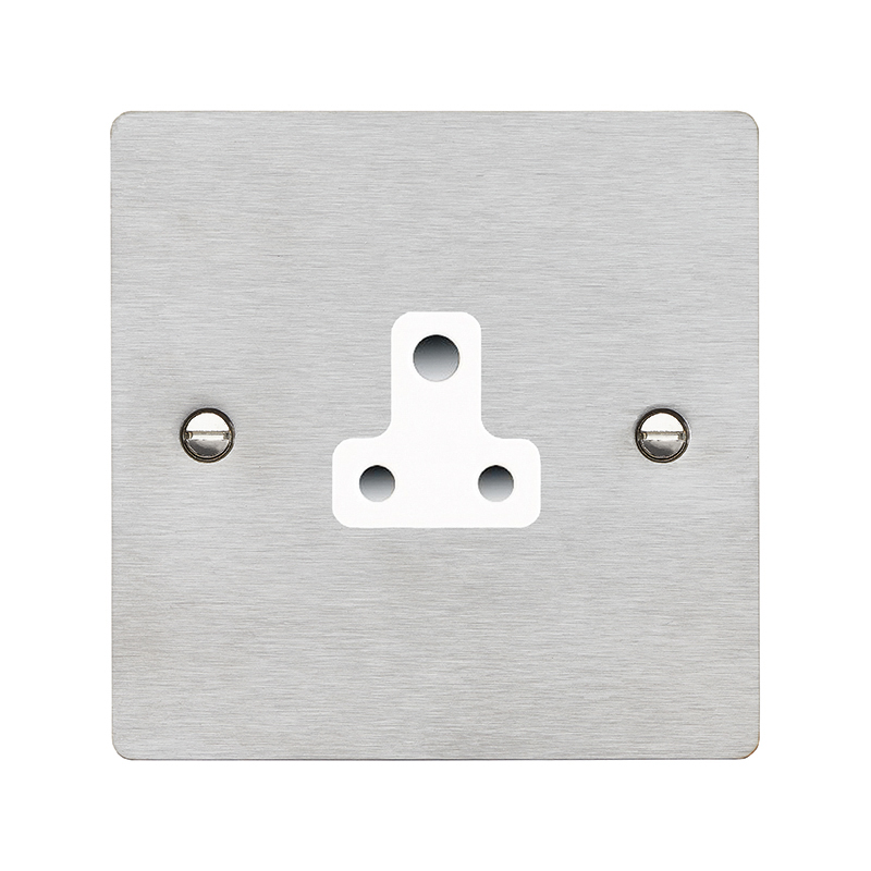 Sheer Satin Steel 1 gang 5A Unswitched Socket White