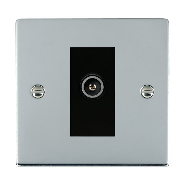 Sheer Bright Chrome 1 gang Non-Isolated TV (Female) (DAB Compatible) Black