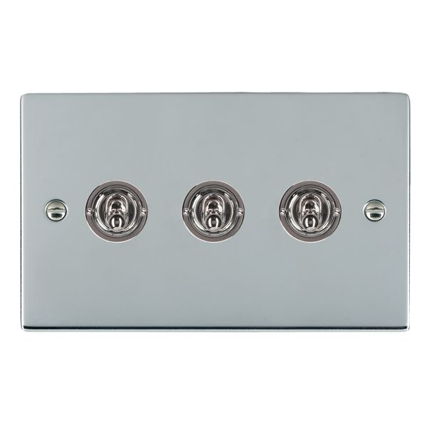 Sheer Bright Chrome 3 gang 20AX 2 Way Toggle Bright Chrome