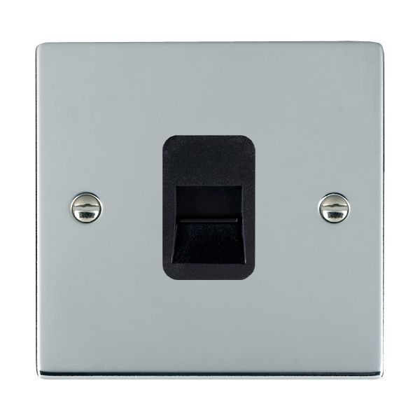 Sheer Bright Chrome 1 gang Telephone Master Black