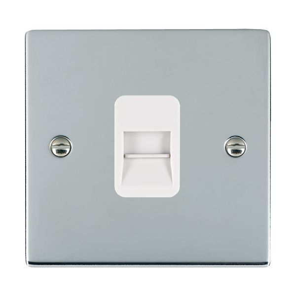 Sheer Bright Chrome 1 gang Telephone Master White