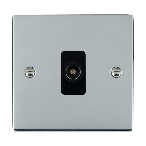 Sheer Bright Chrome 1 gang Non-Isolated Television 1in/1out Black