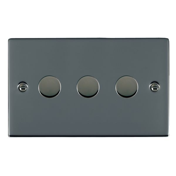 Sheer Black Nickel 3 gang 100W LED 2 Way Push On/Off Rotary Dimmer Black Nickel