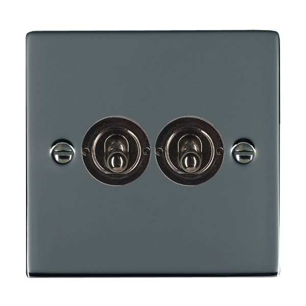 Sheer Black Nickel 2 gang 20AX 2 Way Toggle Black Nickel