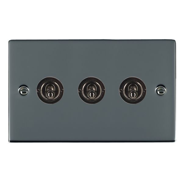 Sheer Black Nickel 3 gang 20AX 2 Way Toggle Black Nickel