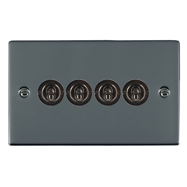 Sheer Black Nickel 4 gang 20AX 2 Way Toggle Black Nickel