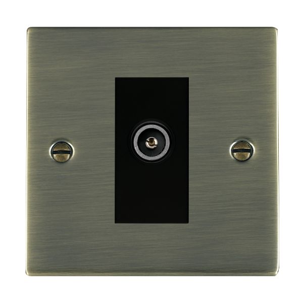 Sheer Antique Brass 1 gang Non-Isolated TV (Female) (DAB Compatible) Black