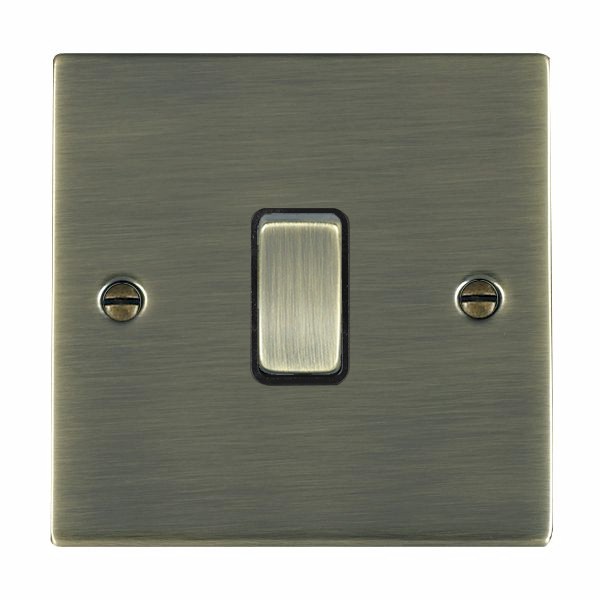 Sheer Antique Brass 1 gang 10AX Intermediate Rocker Antique Brass/Black