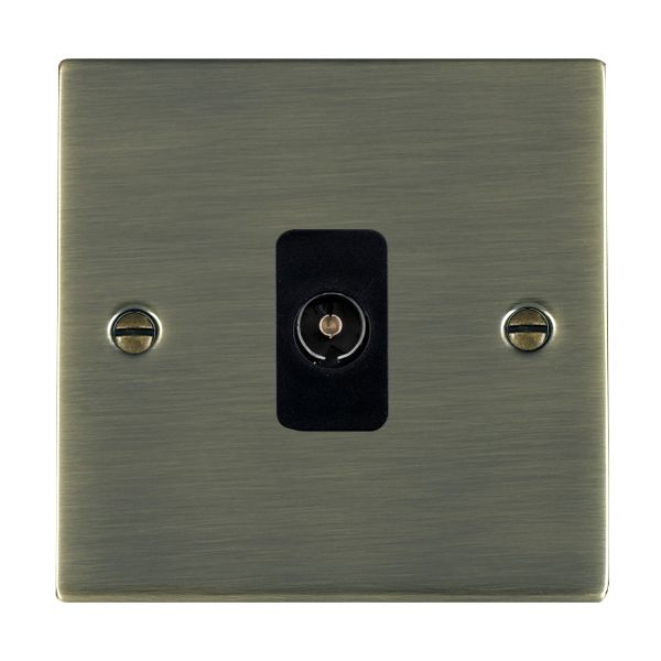 Sheer Antique Brass 1 gang Non-Isolated Television 1in/1out Black