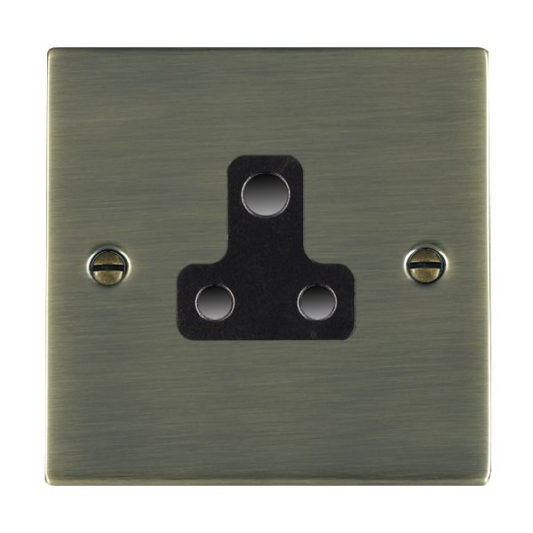 Sheer Antique Brass 1 gang 5A Unswitched Socket Black