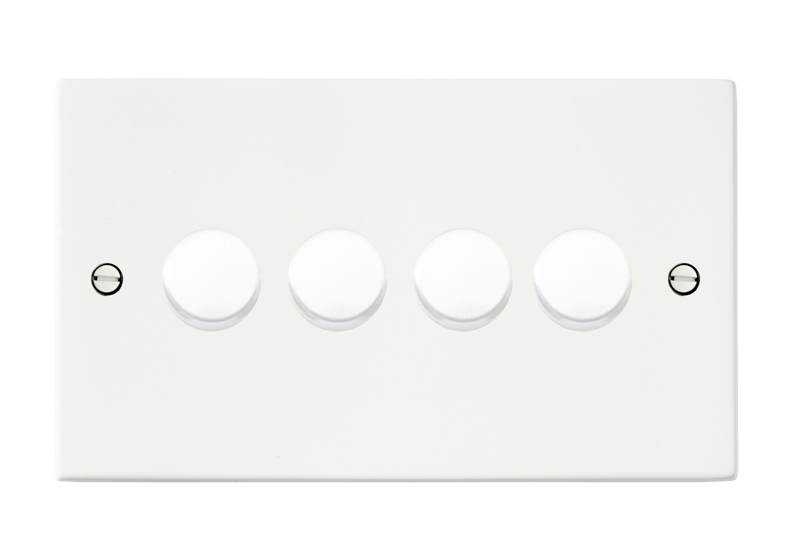 Sheer Matt White 4 gang 100W LED 2 Way Push On/Off Rotary Dimmer Matt White
