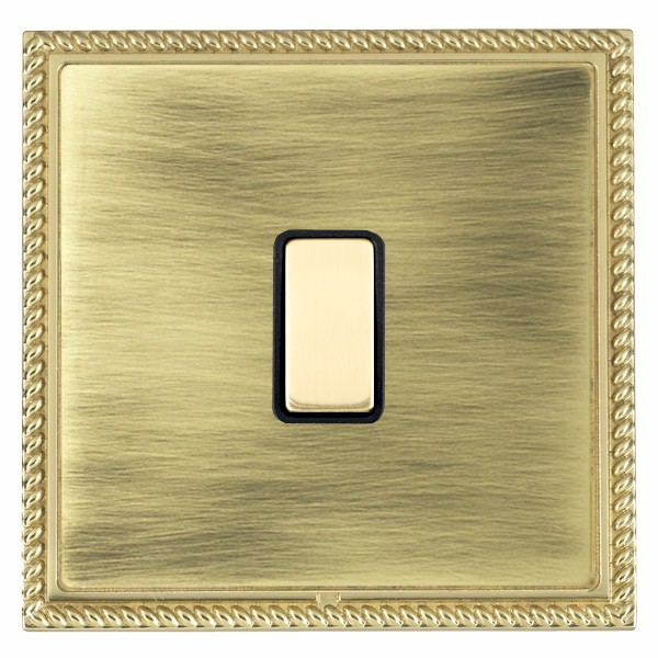 Linea-Georgian CFX Polished Brass Frame/Antique Brass Front 1x250W/210VA Resistive/Inductive Trailing Edge Touch Master Multi-Way Dimmer Polished Brass/Black
