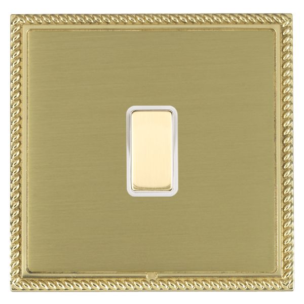 Linea-Georgian CFX Polished Brass Frame/Satin Brass Front 1x250W/210VA Resistive/Inductive Trailing Edge Touch Master Multi-Way Dimmer Polished Brass/White