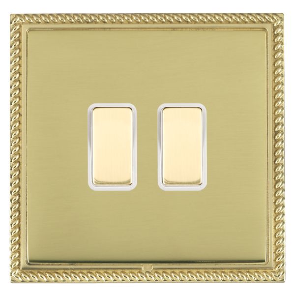 Linea-Georgian CFX Polished Brass Frame/Polished Brass Front 2x250W/210VA Resistive/Inductive Trailing Edge Touch Master Multi-Way Dimmers Polished Brass/White