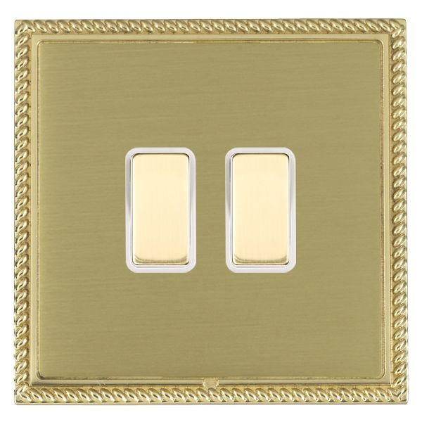 Linea-Georgian CFX Polished Brass Frame/Satin Brass Front 2x250W/210VA Resistive/Inductive Trailing Edge Touch Master Multi-Way Dimmers Polished Brass/White