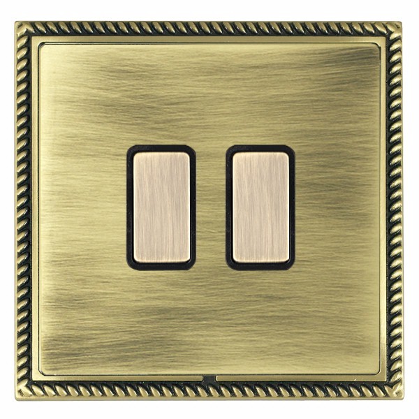 Linea-Georgian CFX Antique Brass Frame/Antique Brass Front 2 gang Multi-Way Touch Slave Controller Antique Brass/Black