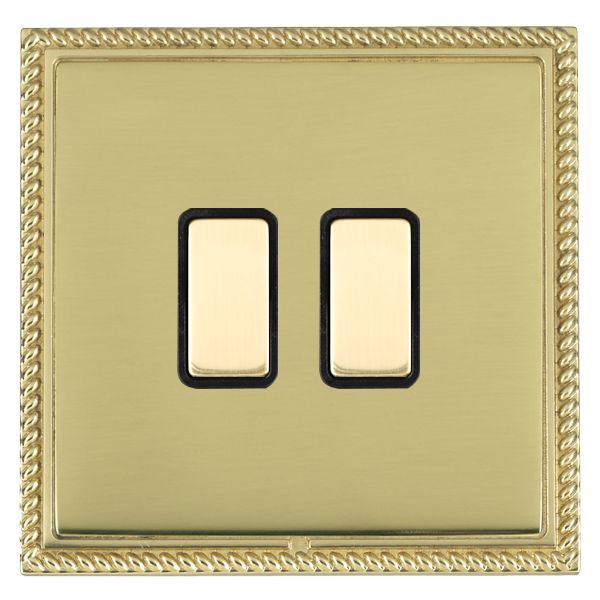 Linea-Georgian CFX Polished Brass Frame/Polished Brass Front 2 gang Multi-Way Touch Slave Controller Polished Brass/Black