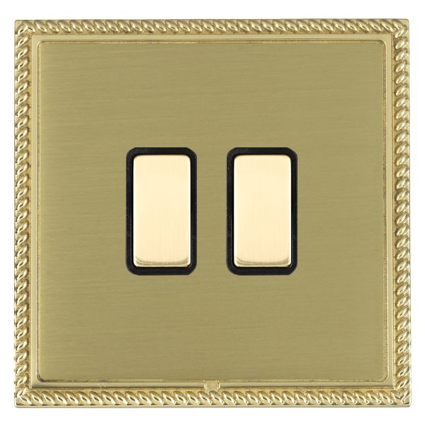 Linea-Georgian CFX Polished Brass Frame/Satin Brass Front 2 gang Multi-Way Touch Slave Controller Polished Brass/Black