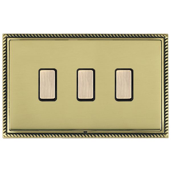 Linea-Georgian CFX Antique Brass Frame/Polished Brass Front 3 gang Multi-Way Touch Slave Controller Antique Brass/Black