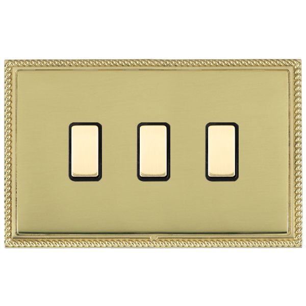 Linea-Georgian CFX Polished Brass Frame/Polished Brass Front 3 gang Multi-Way Touch Slave Controller Polished Brass/Black