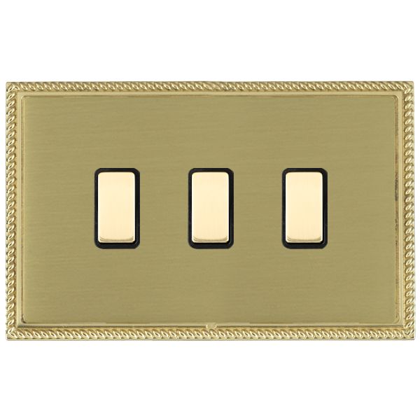 Linea-Georgian CFX Polished Brass Frame/Satin Brass Front 3 gang Multi-Way Touch Slave Controller Polished Brass/Black