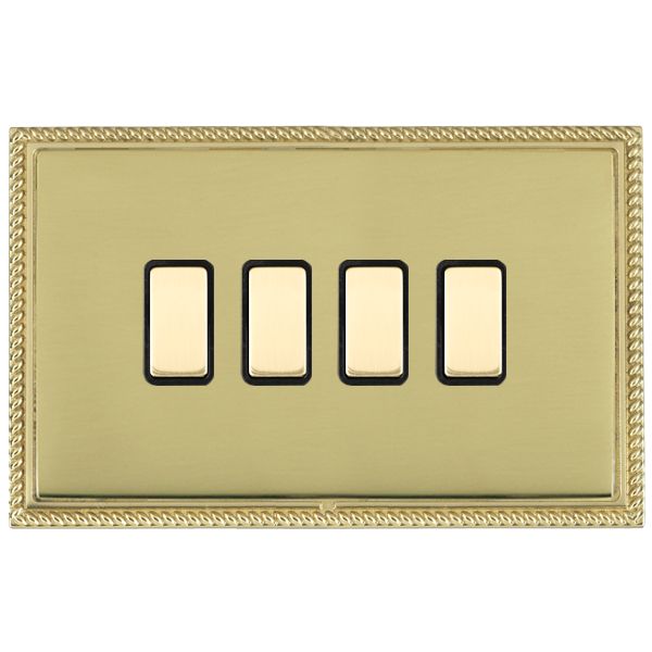 Linea-Georgian CFX Polished Brass Frame/Polished Brass Front 4x250W/210VA Resistive/Inductive Trailing Edge Touch Master Multi-Way Dimmers Polished Brass/Black