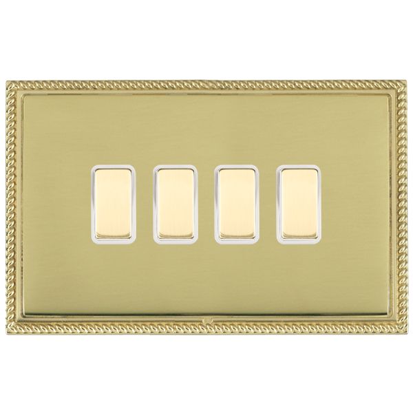 Linea-Georgian CFX Polished Brass Frame/Polished Brass Front 4x250W/210VA Resistive/Inductive Trailing Edge Touch Master Multi-Way Dimmers Polished Brass/White