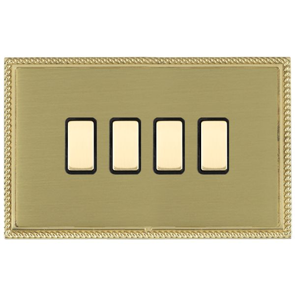 Linea-Georgian CFX Polished Brass Frame/Satin Brass Front 4 gang Multi-Way Touch Slave Controller Polished Brass/Black
