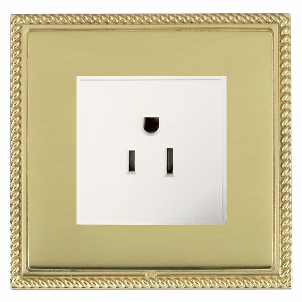 Linea-Georgian CFX Polished Brass Frame/Polished Brass Front 1 gang 15A 110V AC American Unswitched Socket White
