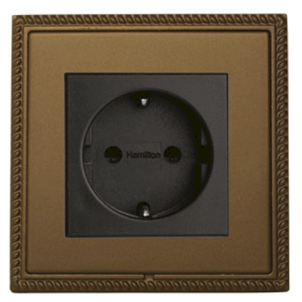 Linea-Georgian CFX Richmond Bronze Frame/Richmond Bronze Front 1 gang 10/16A 220/250V AC German Unswitched Socket Black