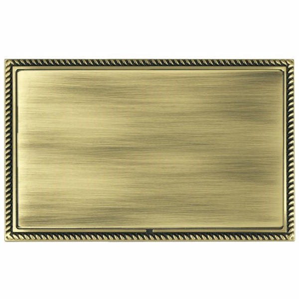 Linea-Georgian CFX Antique Brass Frame/Antique Brass Front Double Blank Plate